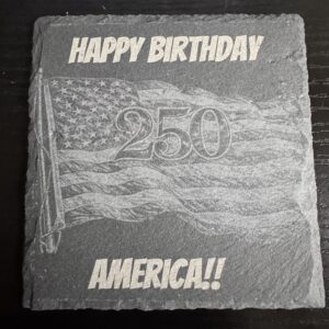Custom Laser Engraved Black Slate Coaster